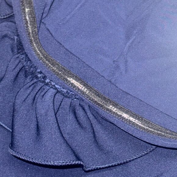 NWT women’s FEHAUTE Dark Blue 3d Floral Strapless Mermaid Midi Dress SZ large - Picture 7 of 11